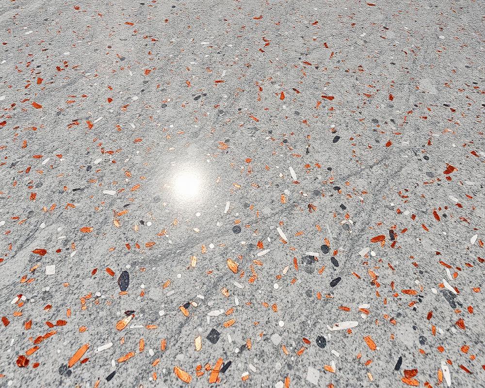 Close-up of a decorative flake epoxy floor system